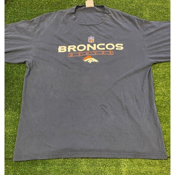 Denver Broncos shirt mens extra large long sleeve Y2K Retro blue adult NFL Q - Picture 3 of 11